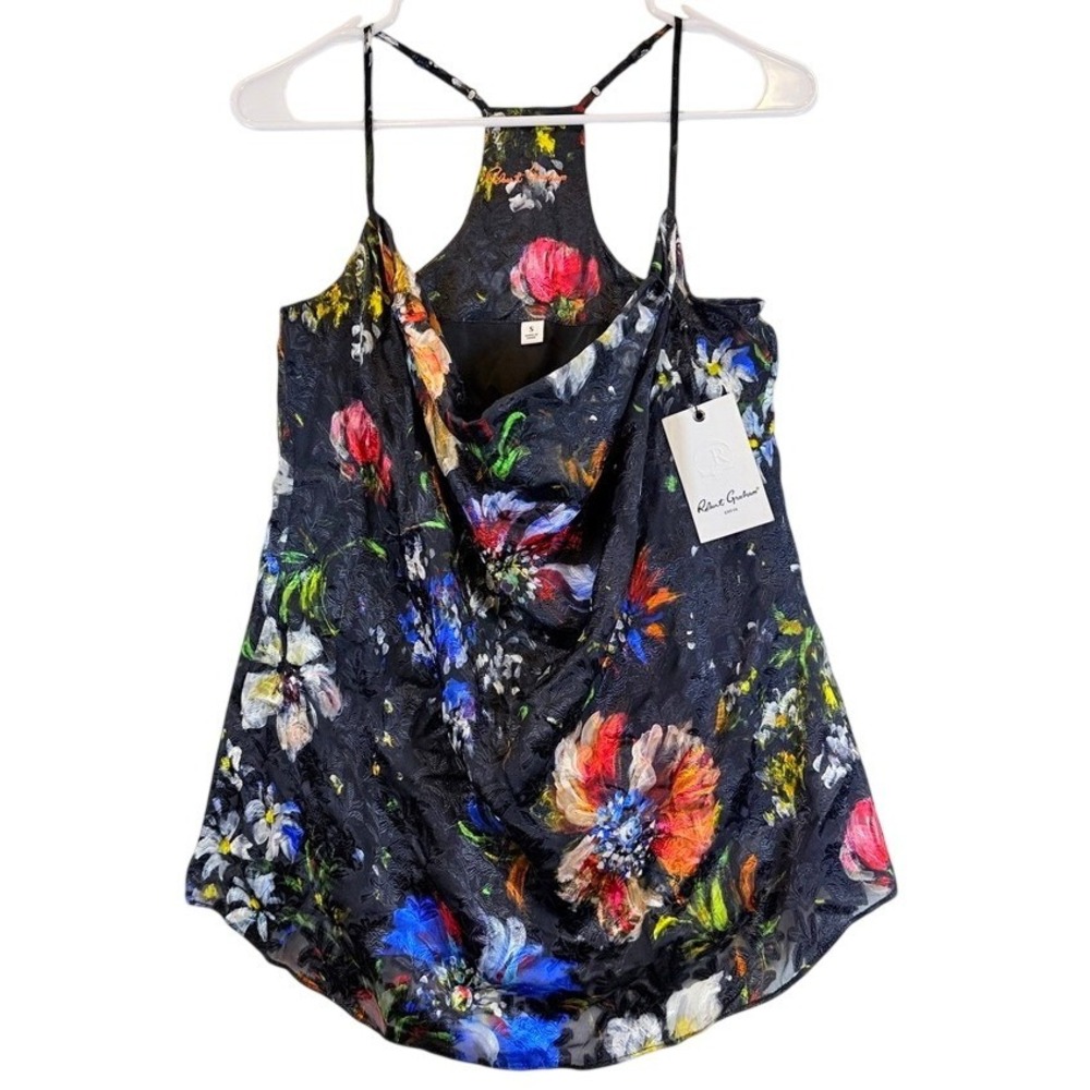 Robert Graham Rosa Blouse Women S Multi Floral Silk Cotton Jacquard Cowl $228